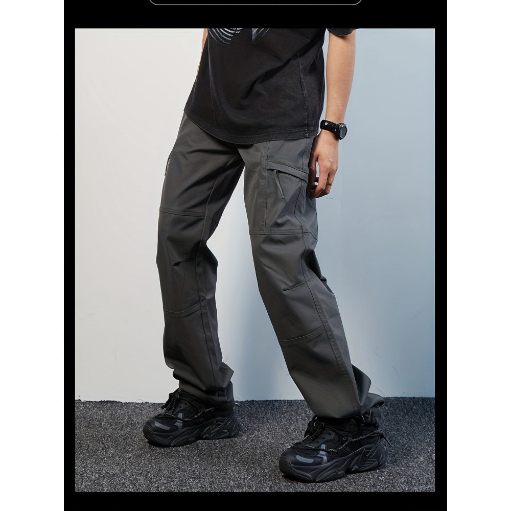 Versatile straight black assault pants for men and women, outdoor waterproof mountaineering wide-leg pants, loose casual large size overalls Versatile straight black assault pants for men and women, outdoor waterproof mountaineering wide-leg pants, loose casual large size overalls