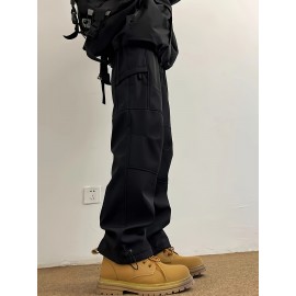 Versatile straight black assault pants for men and women, outdoor waterproof mountaineering wide-leg pants, loose casual large size overalls Versatile straight black assault pants for men and women, outdoor waterproof mountaineering wide-leg pants, loose casual large size overalls