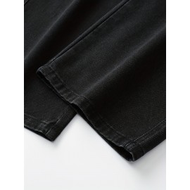 Men's Street Style Wide Leg Denim Jeans, Casual Drawstring Pants, Hip-Hop Loose Fit Jeans Men's Street Style Wide Leg Denim Jeans, Casual Drawstring Pants, Hip-Hop Loose Fit Jeans