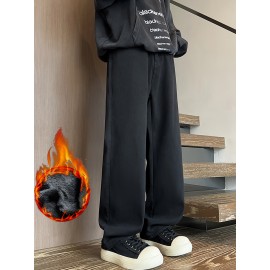 Men's Vintage-Inspired Fleece-Lined Jeans - Casual Straight Leg Denim for Fall/Winter, Machine Washable Men's Vintage-Inspired Fleece-Lined Jeans - Casual Straight Leg Denim for Fall/Winter, Machine Washable