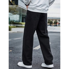 Vintage-Inspired Men's Casual Jeans with Multiple Pockets - Rayon Blend, Loose Fit, Street Style, Machine Washable Vintage-Inspired Men's Casual Jeans with Multiple Pockets - Rayon Blend, Loose Fit, Street Style, Machine Washable