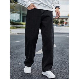 Vintage-Inspired Men's Casual Jeans with Multiple Pockets - Rayon Blend, Loose Fit, Street Style, Machine Washable Vintage-Inspired Men's Casual Jeans with Multiple Pockets - Rayon Blend, Loose Fit, Street Style, Machine Washable