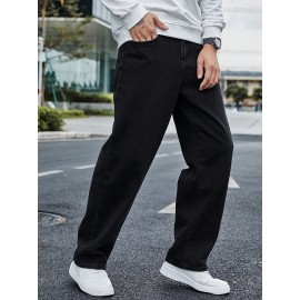 Vintage-Inspired Men's Casual Jeans with Multiple Pockets - Rayon Blend, Loose Fit, Street Style, Machine Washable Vintage-Inspired Men's Casual Jeans with Multiple Pockets - Rayon Blend, Loose Fit, Street Style, Machine Washable