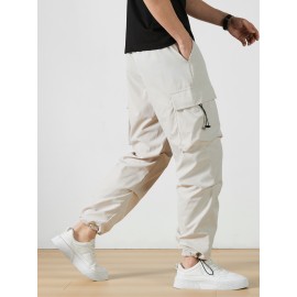 Men's Casual Flap Pocket Straight Leg Cargo Pants, Street Style Casual Pants For Outdoor Activities Men's Casual Flap Pocket Straight Leg Cargo Pants, Street Style Casual Pants For Outdoor Activities