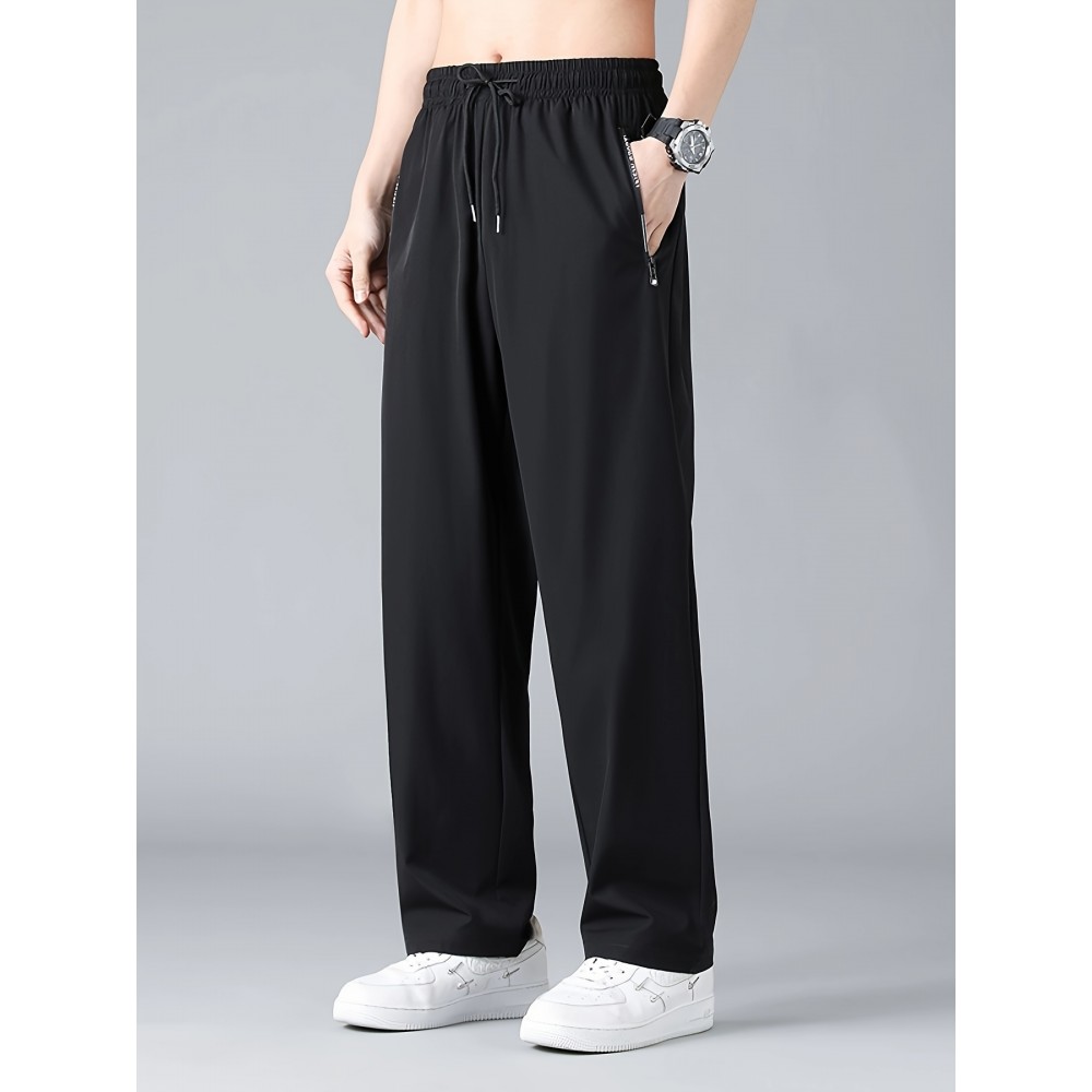 Men's Casual Pocket Joggers, Straight Leg Drawstring Loose Fit Long Sports Pants For Spring Autumn Men's Casual Pocket Joggers, Straight Leg Drawstring Loose Fit Long Sports Pants For Spring Autumn