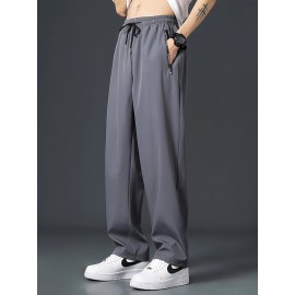 Men's Casual Pocket Joggers, Straight Leg Drawstring Loose Fit Long Sports Pants For Spring Autumn Men's Casual Pocket Joggers, Straight Leg Drawstring Loose Fit Long Sports Pants For Spring Autumn