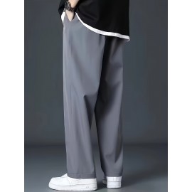 Men's Casual Pocket Joggers, Straight Leg Drawstring Loose Fit Long Sports Pants For Spring Autumn Men's Casual Pocket Joggers, Straight Leg Drawstring Loose Fit Long Sports Pants For Spring Autumn