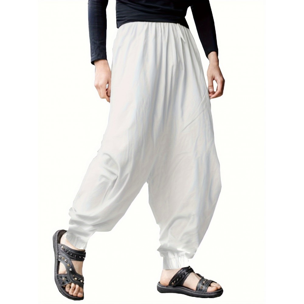 Men's Casual Haren Pants, Relaxed Fit, Solid Color Men's Casual Haren Pants, Relaxed Fit, Solid Color