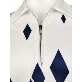 1pc Men'S Geometric-Patterned Polyester Golf Shirt - Knit Fabric with Slight Stretch, Regular Fit, Lapel Collar, Button Details, Long Sleeve, Flip Collar for Fall/Winter - Ideal for Outdoor Sports & Parties 1pc Men'S Geometric-Patterned Polyester Golf Shirt - Knit Fabric with Slight Stretch, Regular Fit, Lapel Collar, Button Details, Long Sleeve, Flip Collar for Fall/Winter - Ideal for Outdoor Sports & Parties