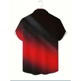 Men's Casual Short Sleeve Shirt with 3D Geometric Print - Polyester, Machine Washable, Non-Stretch Fabric Men's Casual Short Sleeve Shirt with 3D Geometric Print - Polyester, Machine Washable, Non-Stretch Fabric