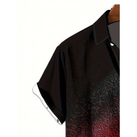 Men's Casual Short Sleeve Shirt with 3D Geometric Print - Polyester, Machine Washable, Non-Stretch Fabric Men's Casual Short Sleeve Shirt with 3D Geometric Print - Polyester, Machine Washable, Non-Stretch Fabric