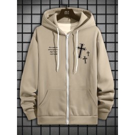Men's Fashion Cross Print Long Sleeve Hoodie - Classic Zip-Up Design, Casual Style, Ideal For Fall And Winter Men's Fashion Cross Print Long Sleeve Hoodie - Classic Zip-Up Design, Casual Style, Ideal For Fall And Winter