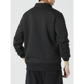 Men's Cozy Fleece-Lined Stand Collar Sweatshirt - Casual Cotton Blend, Long Sleeve Pullover for Fall & Winter Men's Cozy Fleece-Lined Stand Collar Sweatshirt - Casual Cotton Blend, Long Sleeve Pullover for Fall & Winter