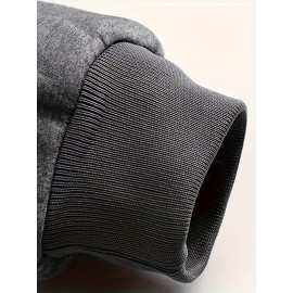 Men's Cozy Fleece-Lined Stand Collar Sweatshirt - Casual Cotton Blend, Long Sleeve Pullover for Fall & Winter Men's Cozy Fleece-Lined Stand Collar Sweatshirt - Casual Cotton Blend, Long Sleeve Pullover for Fall & Winter