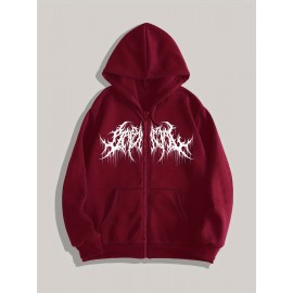 Men's Gothic Thorns Graphic Hoodie - Fall/Winter Casual Knit Fabric Zip-Up Hooded Sweatshirt with Geometric Pattern - 100% Polyester Slight Stretch Regular Fit Men's Gothic Thorns Graphic Hoodie - Fall/Winter Casual Knit Fabric Zip-Up Hooded Sweatshirt with Geometric Pattern - 100% Polyester Slight Stretch Regular Fit