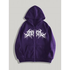 Men's Gothic Thorns Graphic Hoodie - Fall/Winter Casual Knit Fabric Zip-Up Hooded Sweatshirt with Geometric Pattern - 100% Polyester Slight Stretch Regular Fit Men's Gothic Thorns Graphic Hoodie - Fall/Winter Casual Knit Fabric Zip-Up Hooded Sweatshirt with Geometric Pattern - 100% Polyester Slight Stretch Regular Fit